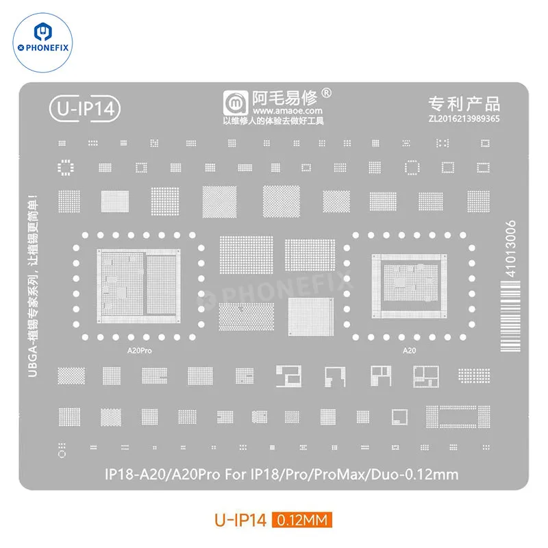 Stencil AMAOE BGA per strato intermedio di iPhone 18 Pro Max e CPU A20 Pro