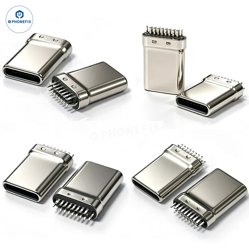 Connettore maschio Type-C a 16 pin, morsetto verticale per patch su PCB.
