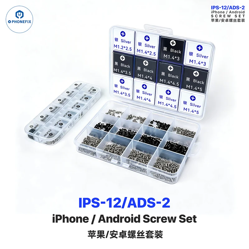 Set di viti MECHANIC IPS-12 ADS-2 per la riparazione di iPhone e Android