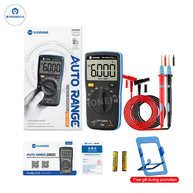 Multimetro portatile intelligente SUNSHINE DT-101N con selezione automatica della portata