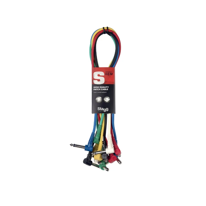 Stagg SPC015LE 6x Mono LShaped Patch Cables 15cm
