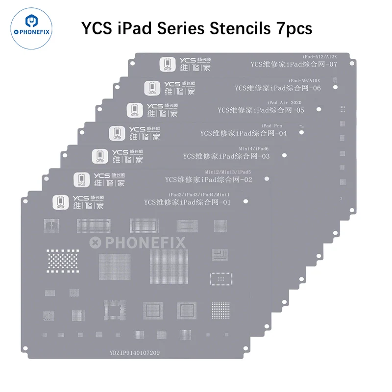 Stencil completo per reballing BGA di CPU Nand IC della serie YCS iPad