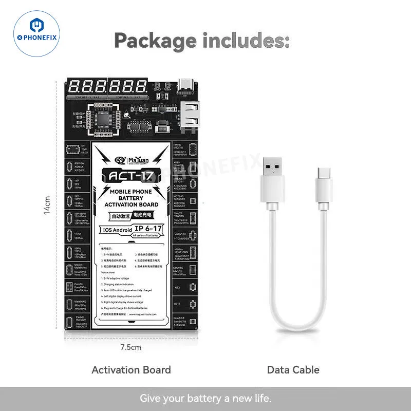 Scheda di attivazione batteria MaYuan ACT-17 per iPhone 6-17 e Android