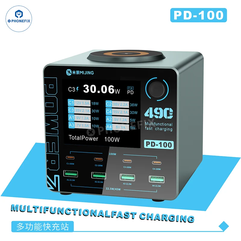 Caricabatterie da tavolo rapido MIJING PD100 WLX-M9A con ricarica wireless