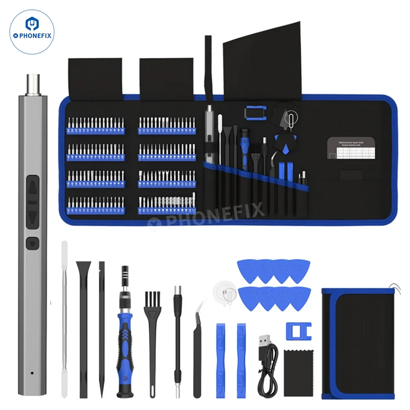 Kit di attrezzi per elettronica PHONEFIX con cacciavite di precisione multi-punta.