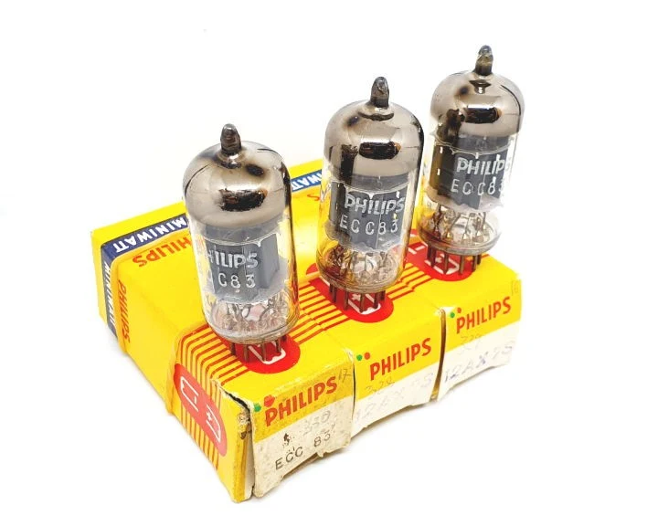 ECC83 - 12AX7 PHILIPS by Mullard Blackburn NOS-NIB Terzetto (v328 - v329 - 330)