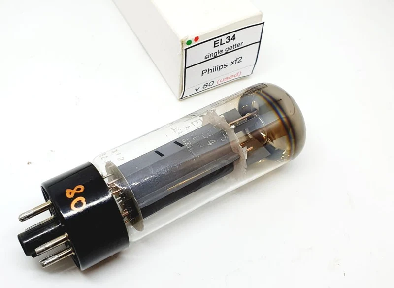 EL34 Philips-Mullard Xf2 1971-73 NOS Singola Usata (v80)