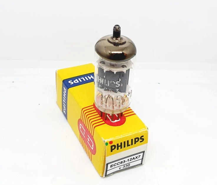 ECC83 - 12AX7 PHILIPS Dimpled Getter NOS-NIB Singola (v 336)