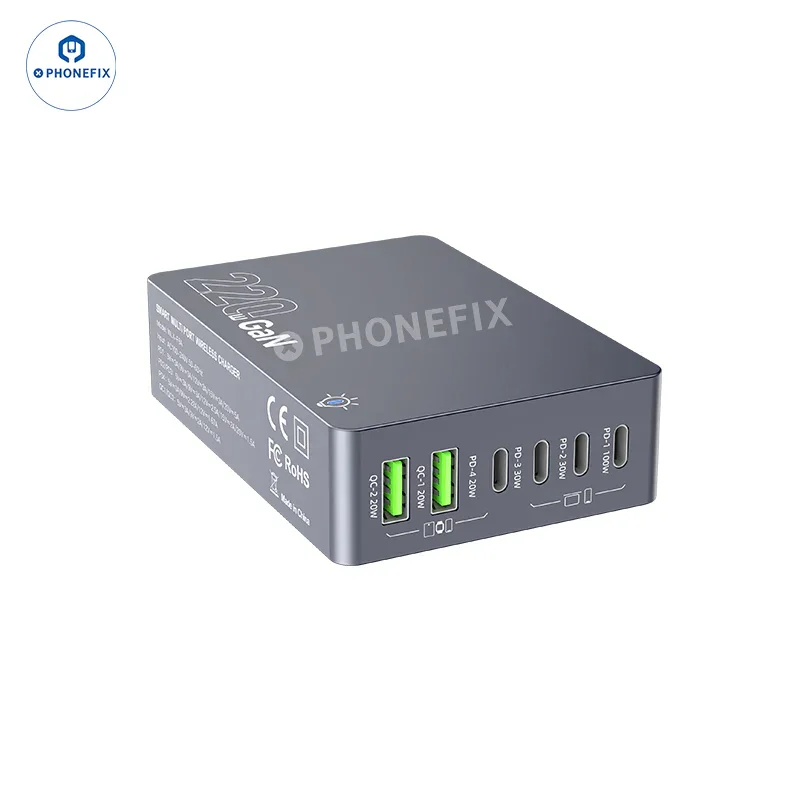 Caricabatterie intelligente da tavolo GaN WT-F8A 220W USB-A Tipo-C