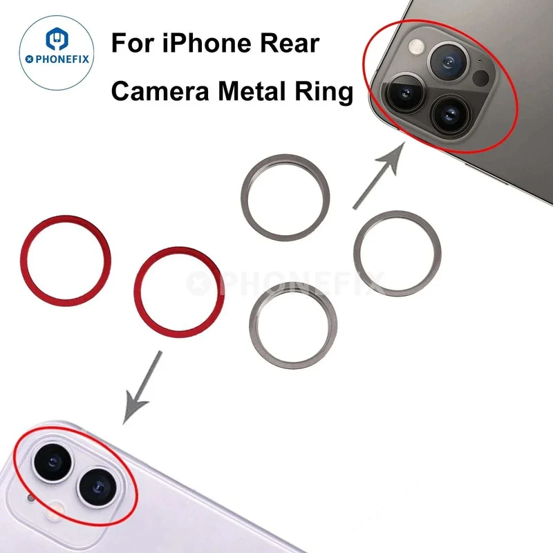Per iPhone X/11/12/13/14 Pro Max Parti dell'anello metallico della fotocamera posteriore