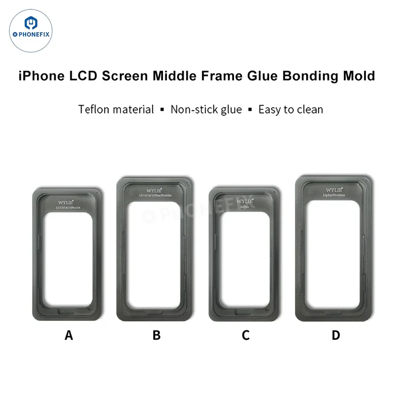 WYLIE Stampo per colla per cornice schermo per iPhone 12-16 Pro Max