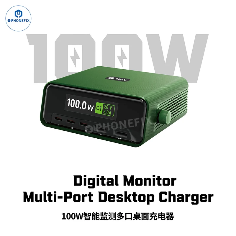 2UUL PC12 Caricabatterie da tavolo multiporta da 100 W, stazione di ricarica digitale