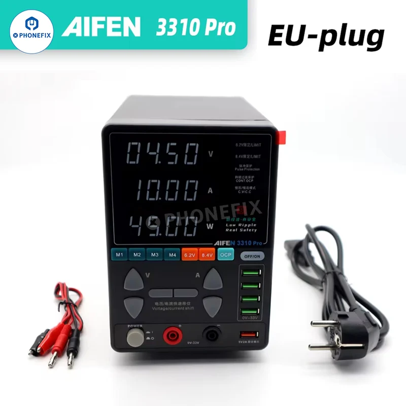 Alimentatore AIFEN 3310 PRO da 330 W, 33 V, 10 A CC per la riparazione di telefoni.