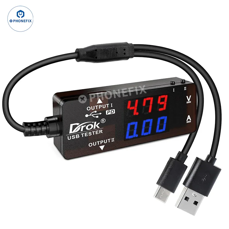 Misuratore di potenza con rilevatore a doppia porta USB-A/USB-C per la diagnostica della ricarica
