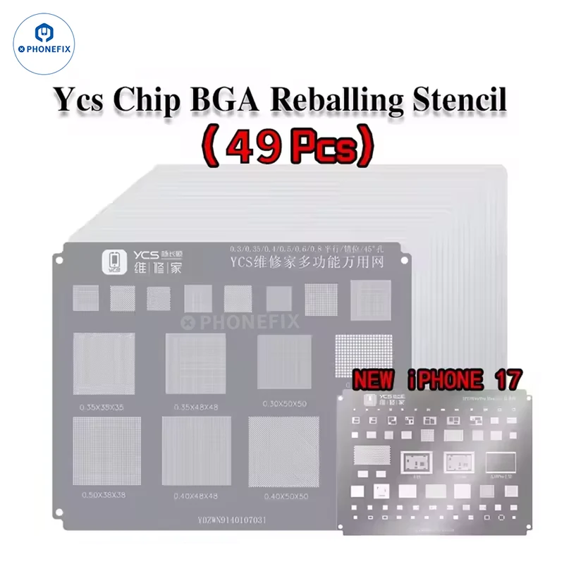 Stencil per reballing BGA YCS Mobile per chip CPU di telefoni iPhone e Android