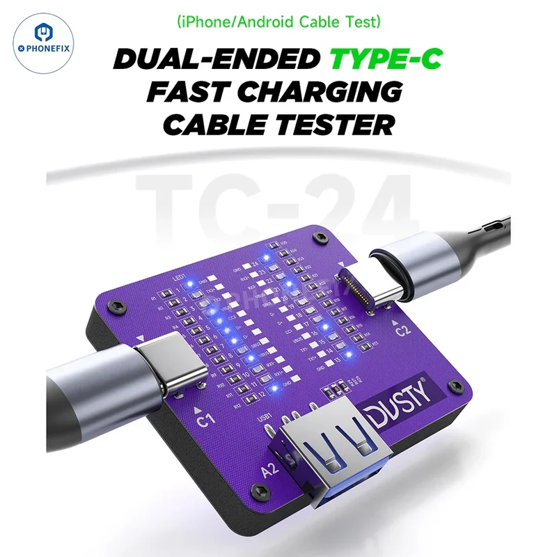 Tester per pin di guasto del circuito del cavo dati tipo C polveroso MECHANIC TC-24