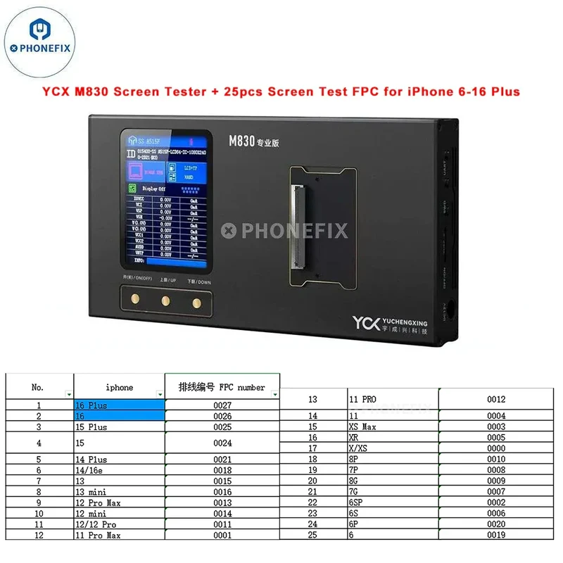 YCX M830 M8 Tester dello schermo per iPhone Samsung Huawei Android