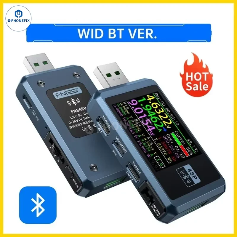 FNIRSI FNB48P Tester di coda USB per rilevamento rapido della carica del telefono