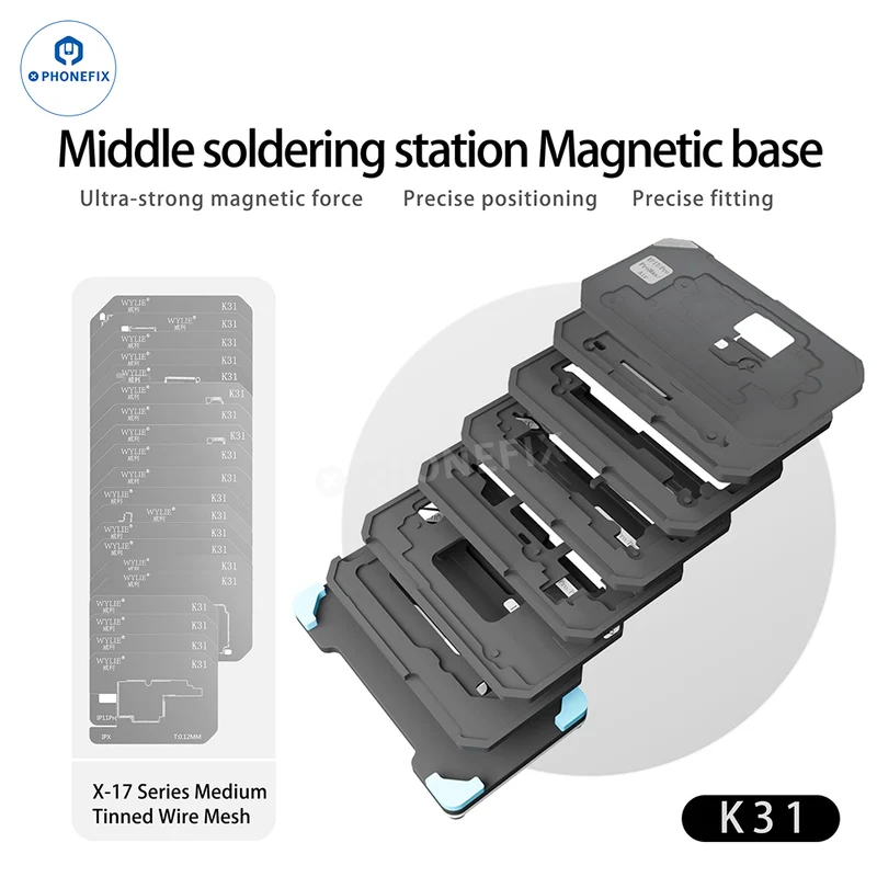 Piattaforma di reballing magnetico strato intermedio WYLIE K31 per iPhone X-16 Pro Max