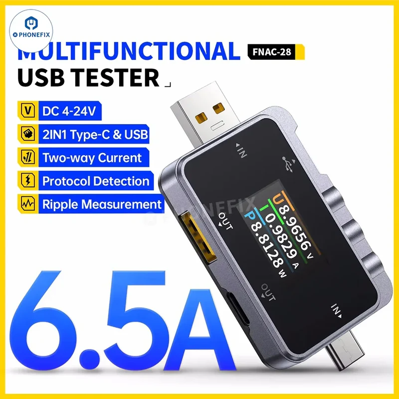 FNAC-28 2 IN 1 Tester USB Tipo-C Misuratore di tensione, corrente e potenza