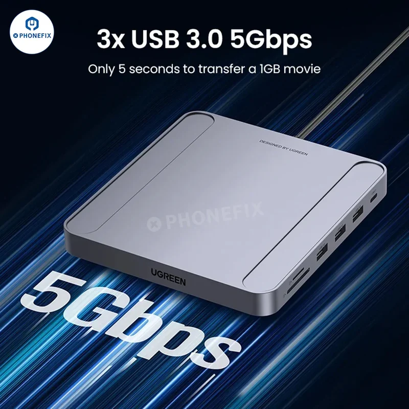 UGREEN 7 in 1 1000Mbps USB C HUB CM522 5Gbps SD/TF per iMac