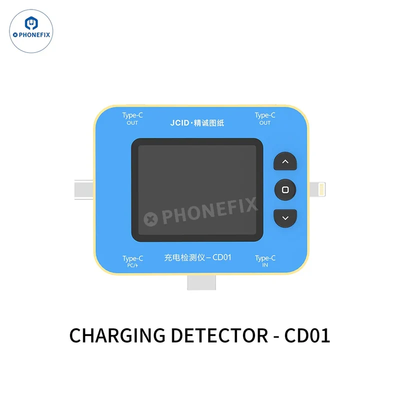 Rilevatore di carica JCID CD01 con porta Lightning di tipo C con disegno JC