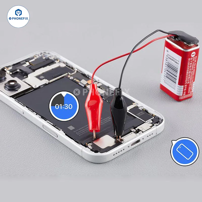 Morsetti a coccodrillo per connettore batteria da 9 V per rimozione batteria iPhone 16-17