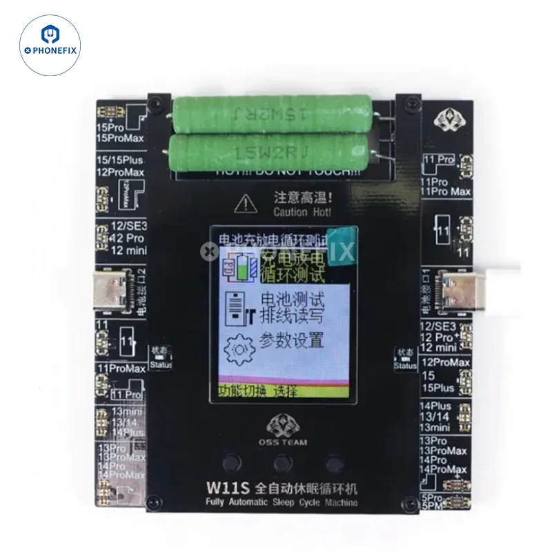 Tester di ciclo della batteria a doppio canale OSS W11S per iPhone 11-15 Pro Max