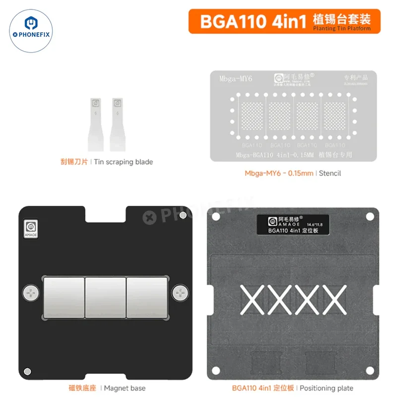 AMAOE BGA110 BGA315 Piattaforma di reballing BGA con chip Nand