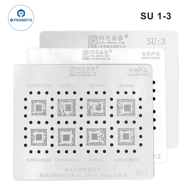 AMAOE BGA Reballing Stencil Spreadtrum CPU SU1 SU2 SU3 0.12 mm