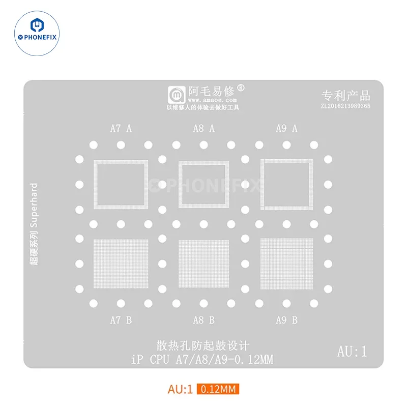 Amaoe AU1-4 BGA Reballing Stenci per iPhone CPU RAM A13 A14