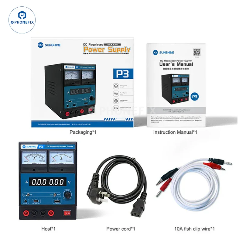 Sunshine P3 Alimentatore regolato DC Display a doppio puntatore LED