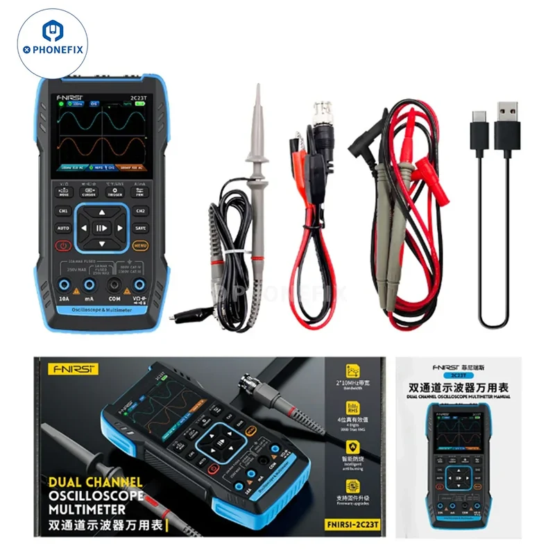 FNIRSI 2C23T 2C53T Multimetro digitale portatile 3 in 1 Generatore di segnale