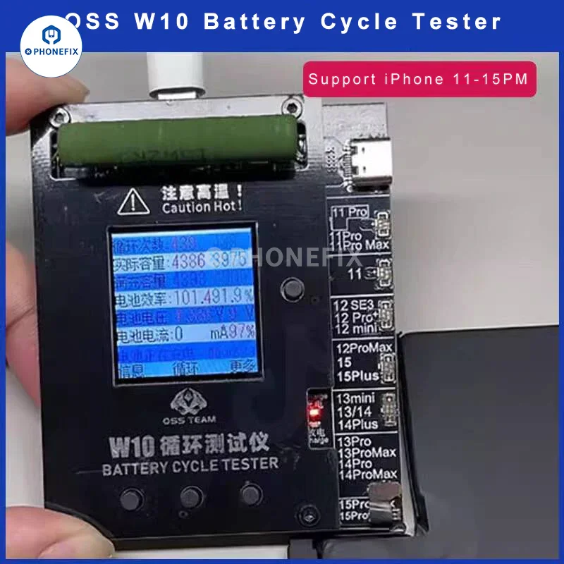 Il tester di ciclo OSS W10 migliora rapidamente l'efficienza della batteria dell'iPhone 11-15 Pro Max