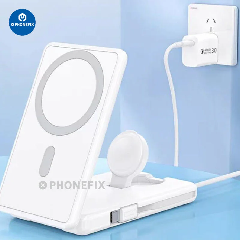 Stazione di ricarica rapida wireless magnetica 3 in 1 Power Bank portatile