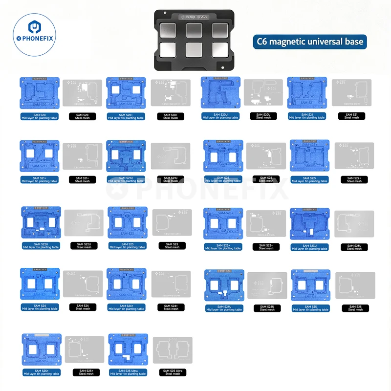 Piattaforma di reballing dello strato intermedio XZZ AR SAM per S21/S22/S23/S24/S25 Ultra