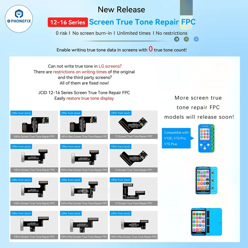 Riparazione schermo True Tone FPC con cavo JCID per iPhone 12-16 Pro Max