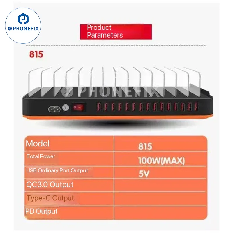 Stazione di ricarica USB WLX 815 815P con supporto per telefono e tablet