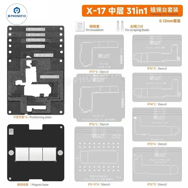 Piattaforma di piantagione Amaoe Middle Layer Tin per iPhone X-17 Pro Max