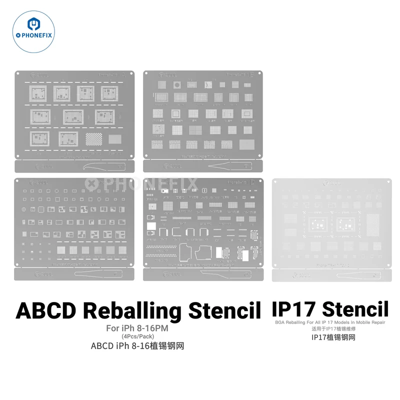 Stencil per reballing 2UUL BG01 ABCD per iPhone 8-16 Pro Max tutti i chip