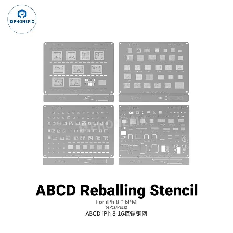 Stencil per reballing 2UUL BG01 ABCD per iPhone 8-16 Pro Max tutti i chip