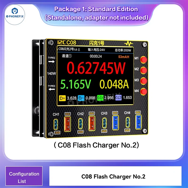 Stazione di ricarica rapida a 2 porte i08C C8 Flash Charger per telefono e laptop