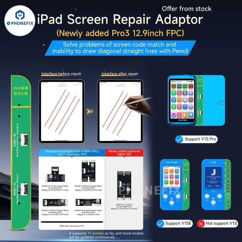 L'adattatore per la riparazione dello schermo dell'iPad JCID risolve il problema delle linee rette di corrispondenza del codice