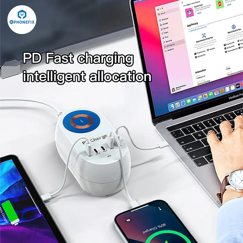 Caricabatterie wireless veloce multiporta digitale i-Travel GaN PD a 140 porte da 5 W