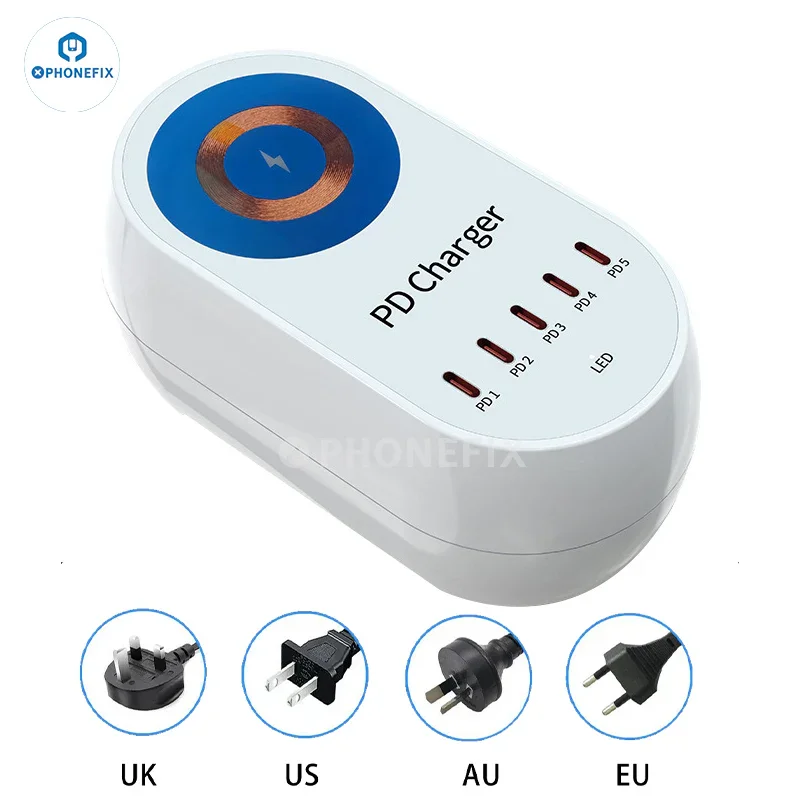 Caricabatterie wireless veloce multiporta digitale i-Travel GaN PD a 140 porte da 5 W
