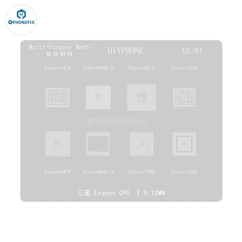 Stencil Reballing BGA CPU DIYPHONE da 0.12 mm per Samsung Exynos