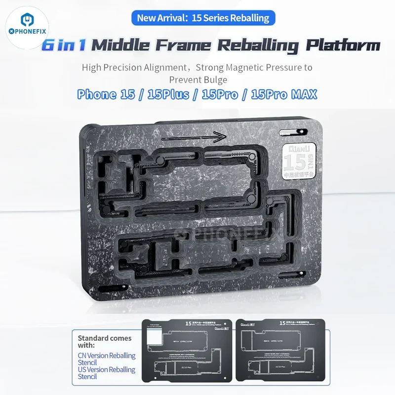 Piattaforma di reballing del telaio centrale per iPhone 15 Series QianLi 6 in 1 Set
