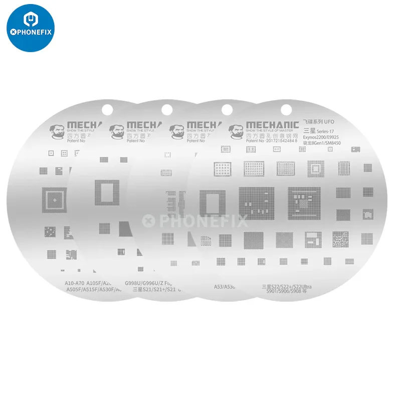 Set di stencil compositi con fori arrotondati meccanici per telefoni Samsung