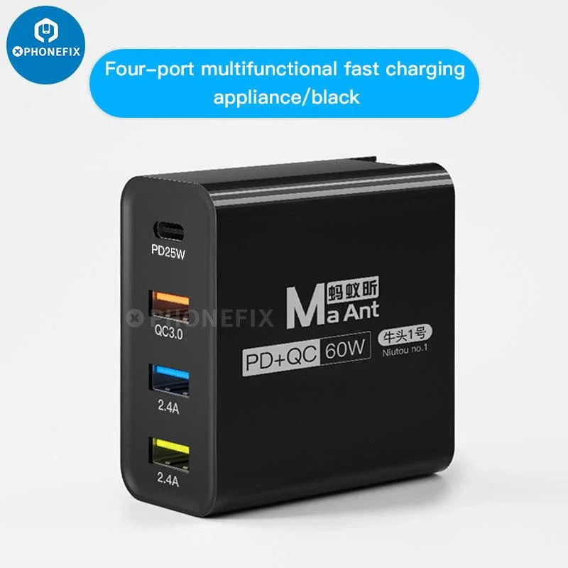 MaAnt Niutou No.1 60W Caricabatterie rapido USB a 4 porte per telefono e tablet