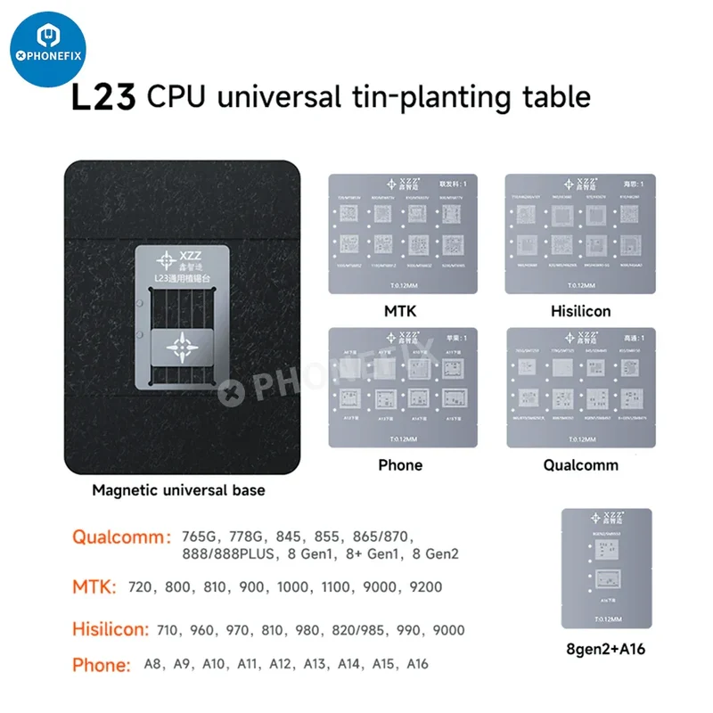 Piattaforma stencil per reballing CPU XZZ L23 per riparazione BGA iPhone A8-A16